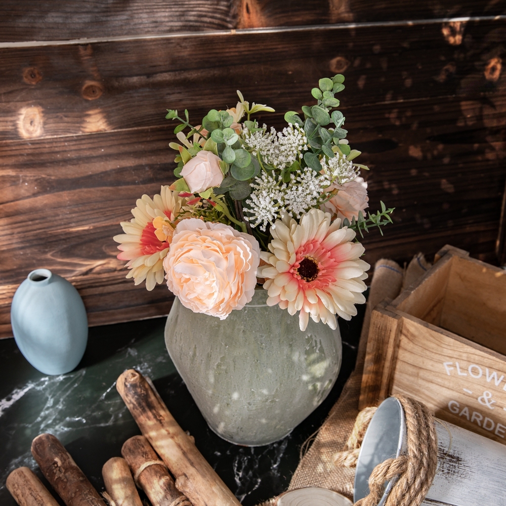CF01183 Artificial Champagne Rose Chrysanthemum Bouquet New Design Decorative Flowers and Plants