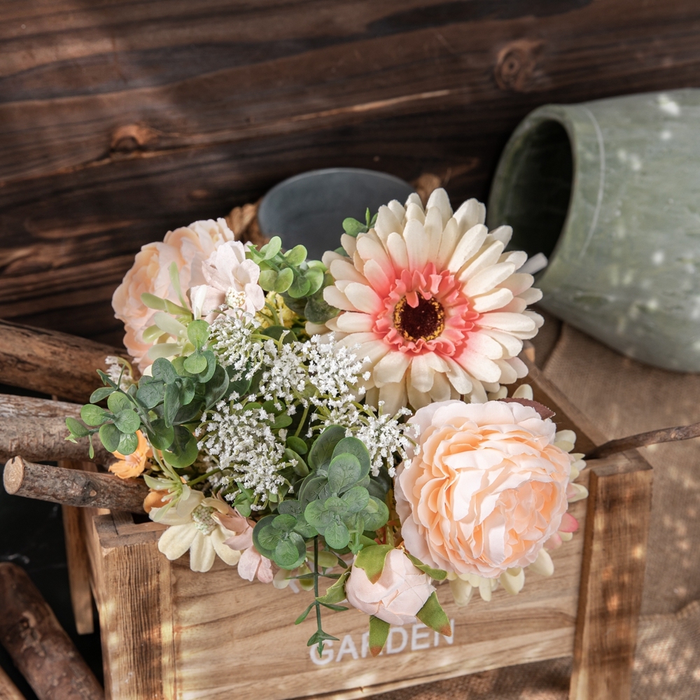 CF01183 Artificial Champagne Rose Chrysanthemum Bouquet New Design Decorative Flowers and Plants