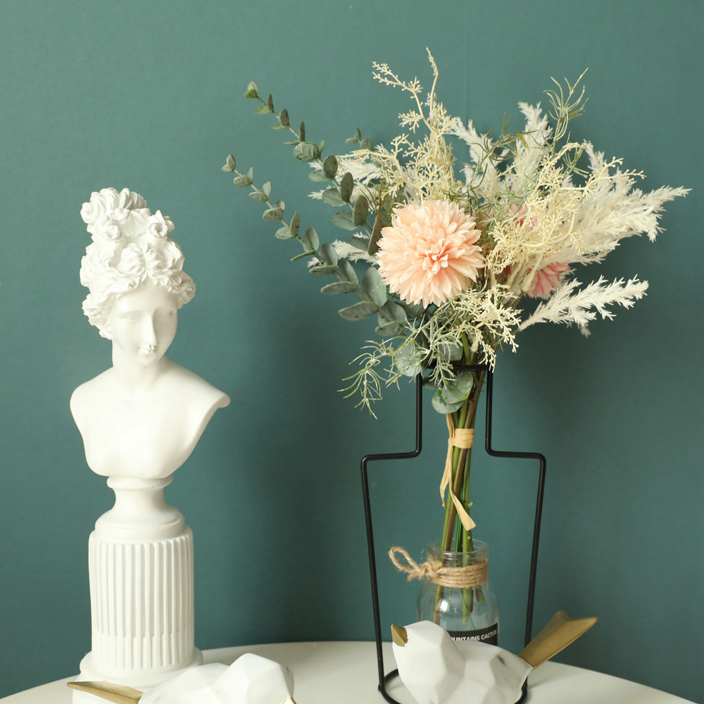 YC1002 Popular Artificial Flower Bouquet Pompom Astible Eucalyptus Artificial Silk Plastic Festive Decorations