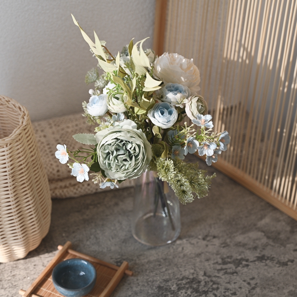 CF01091 Artificial Blue Rose Bouquet New Design Bridal Bouquet Garden Wedding Decoration
