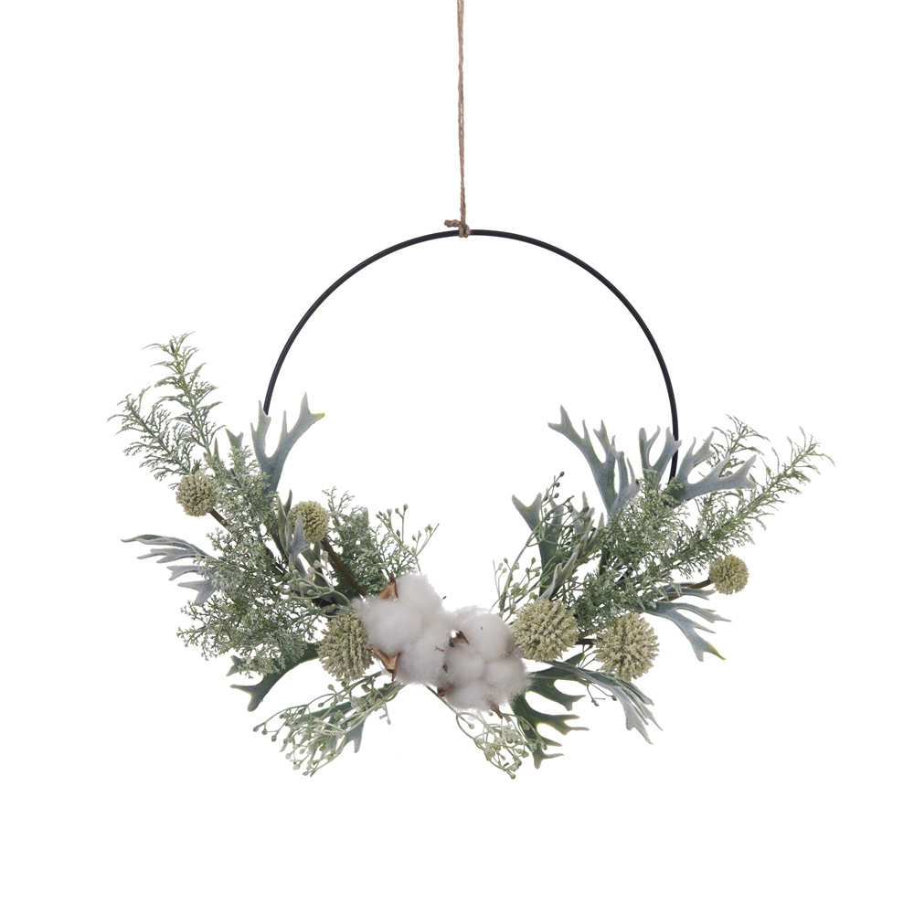 CF01122 High Quality Artificial Flower wreath Cotton Thorn Ball Wreath Plastic For Wedding Centerpieces