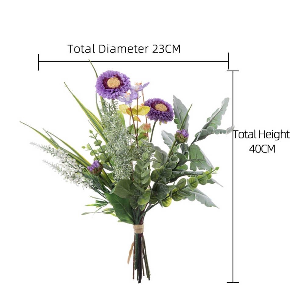 CF01295 Artificial Bouquet Purple round chrysanthemums with leaves bouquet for Home Hotel Wedding Christmas Tables Decorations