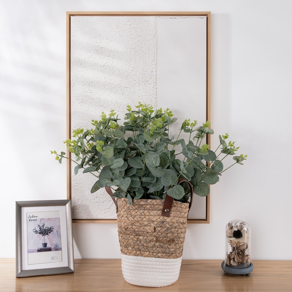 MW16301 Hot Selling Artificial Flower Plant Faux Eucalyptus Leaves Artificial Flower Silk Silver Dollar Eucalyptus Leaf For Gift