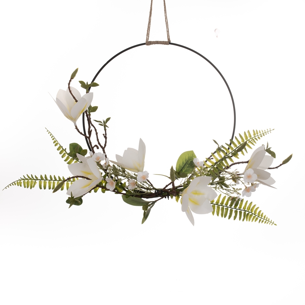 CF01018 Artificial Flower wreath Magnolia Fern Wild Chrysanthemum Hot Selling Wedding Decoration