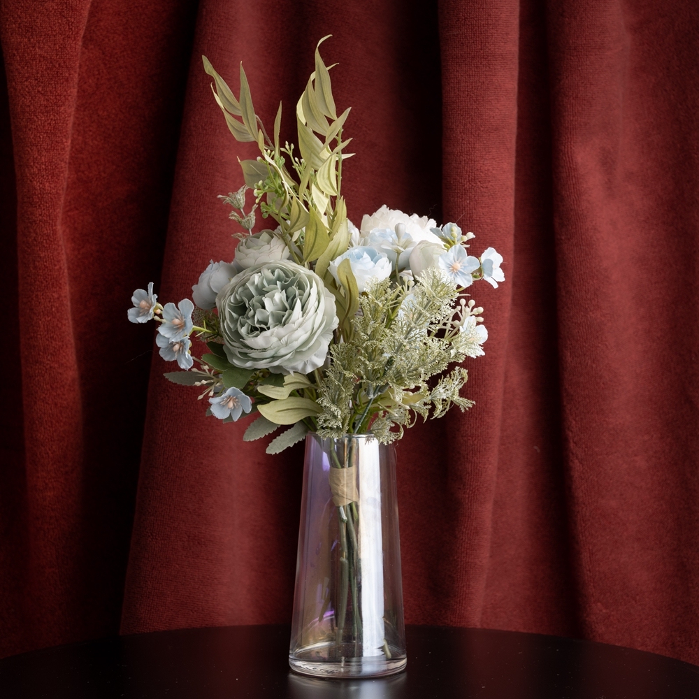 CF01091 Artificial Blue Rose Bouquet New Design Bridal Bouquet Garden Wedding Decoration