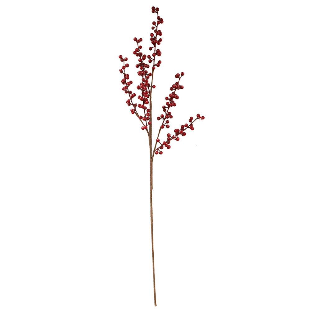 MW61201 Artificial Decorative Red Berry Long Stem Handmade Stem Christmas Berry Blossom Branch Christmas Artificial Berry Fruit