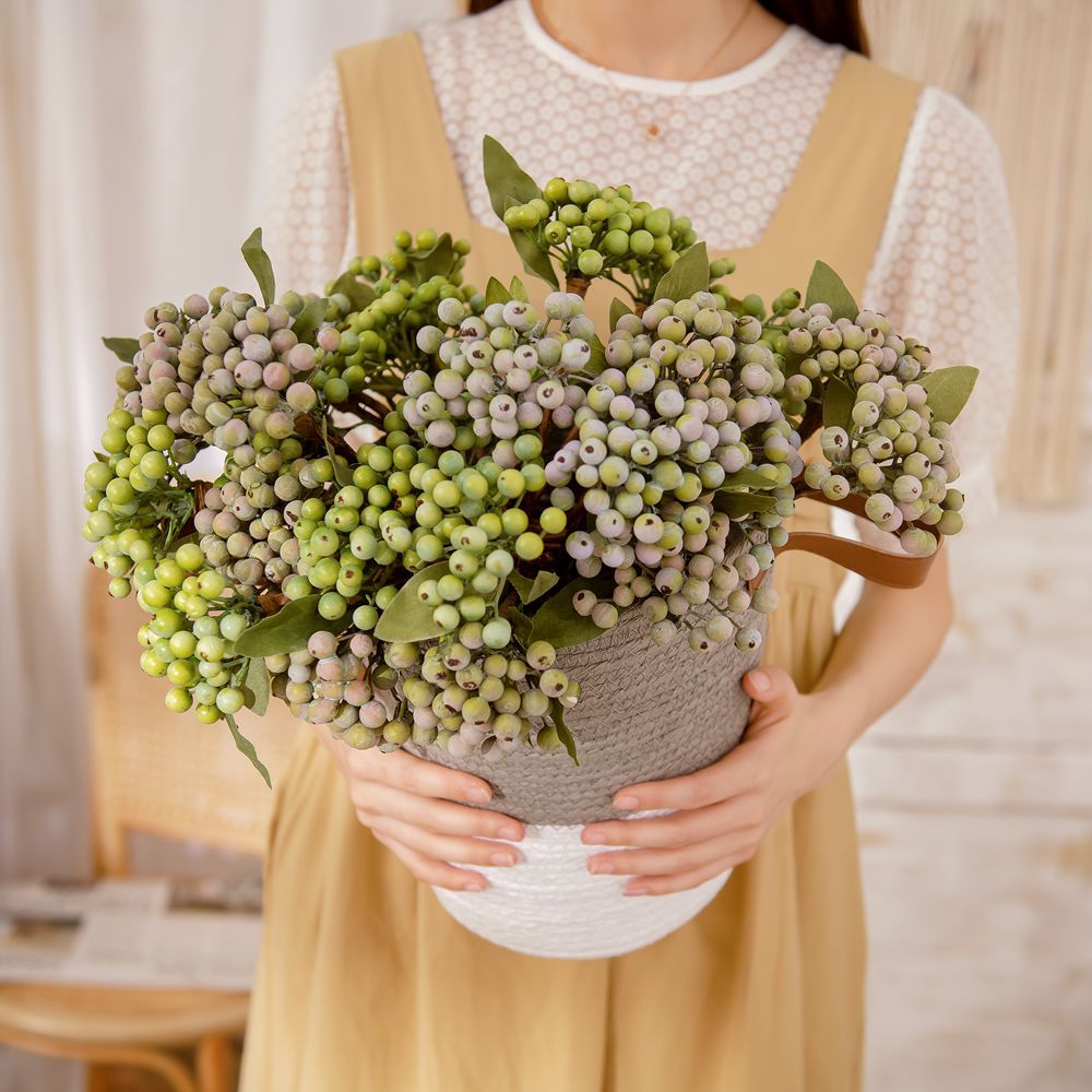 GF13645-1 Realistic Foam artificial stem berry Picks Berries decoration For Christmas Decoration