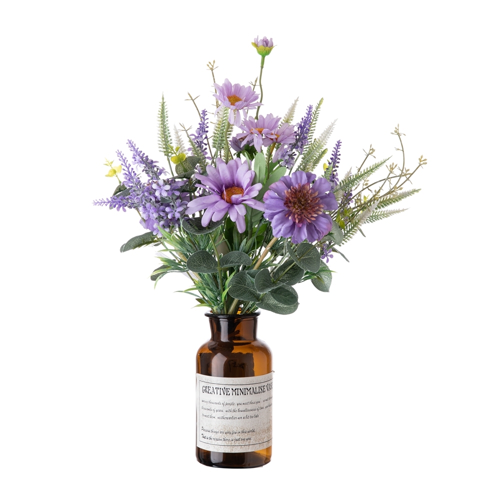 CF01136 New Design Artificial Fabric Purple Pinwheel Orchid Chrysanthemum Bouquet for Wedding Valentine's Day Home Dec