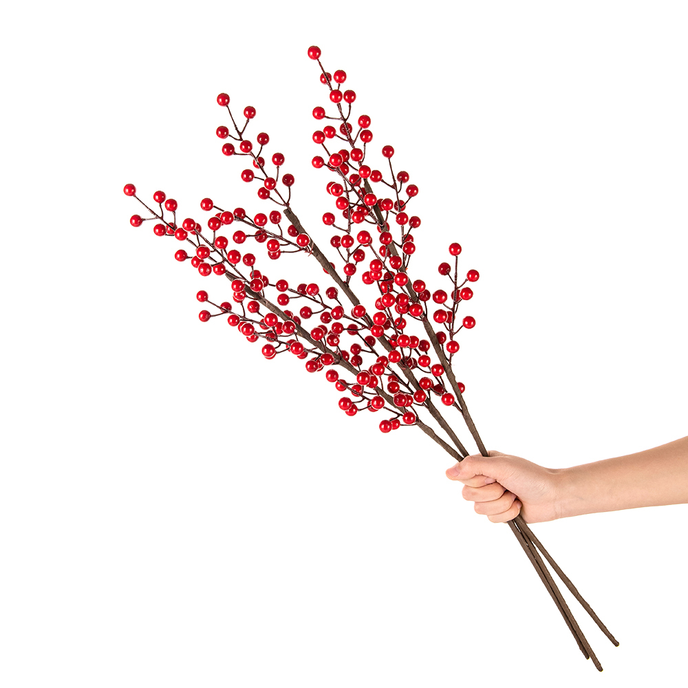 MW65508 Factory Direct Sale Artificial Fruit Six Fork Red Fruit Foam Fruit For Flower Wall Backdrop