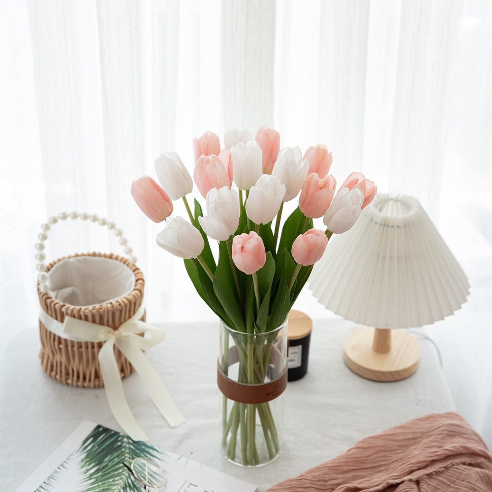 MW59901 Wholesale Plastic Real Touch Premium Tulip Flowers Artificial Decoration Manufacturers Silica Gel Tulip