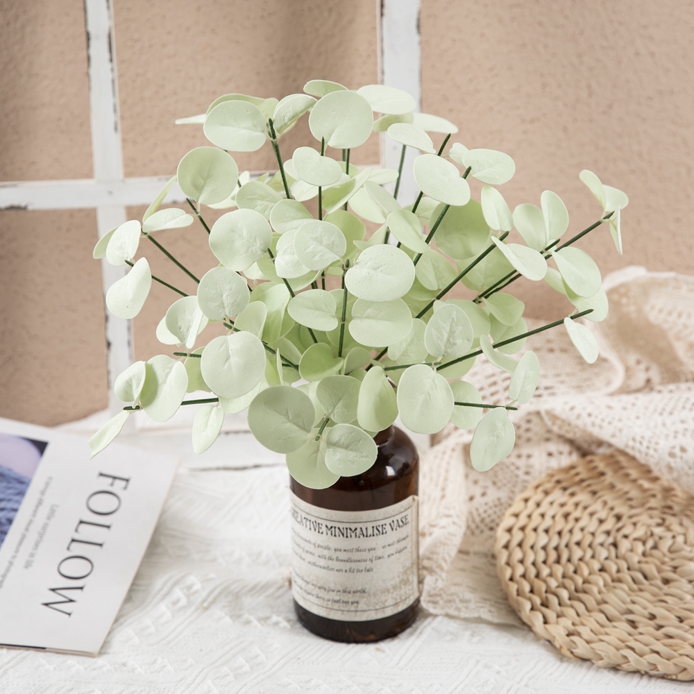 MW09919 Springtime New Style PE Artificial Flower Eucalyptus Leaf Bunch for Home Decoration Wedding Decoration