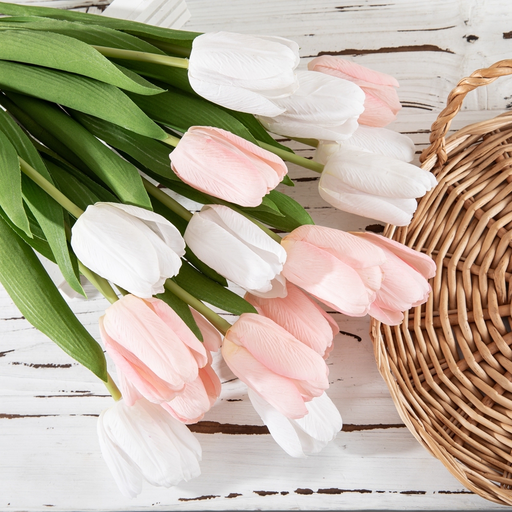 MW59901 Wholesale Plastic Real Touch Premium Tulip Flowers Artificial Decoration Manufacturers Silica Gel Tulip