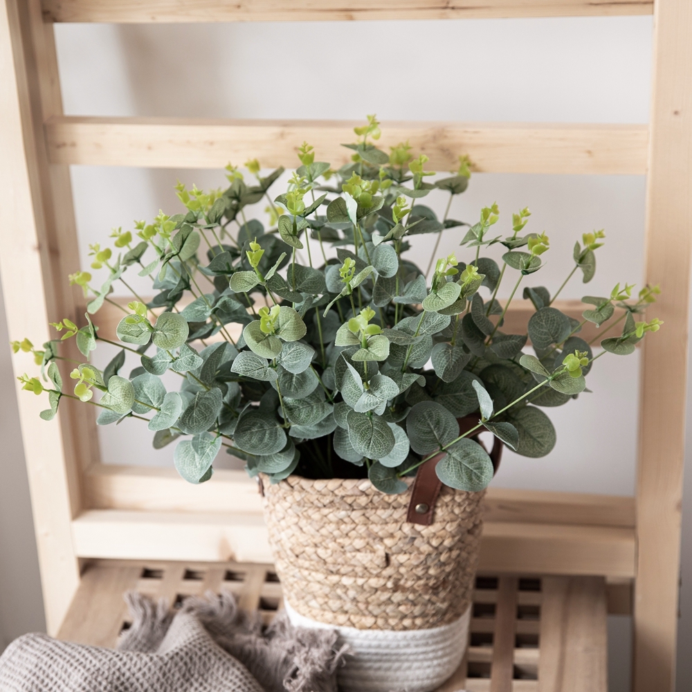 MW16301 Hot Selling Artificial Flower Plant Faux Eucalyptus Leaves Artificial Flower Silk Silver Dollar Eucalyptus Leaf For Gift