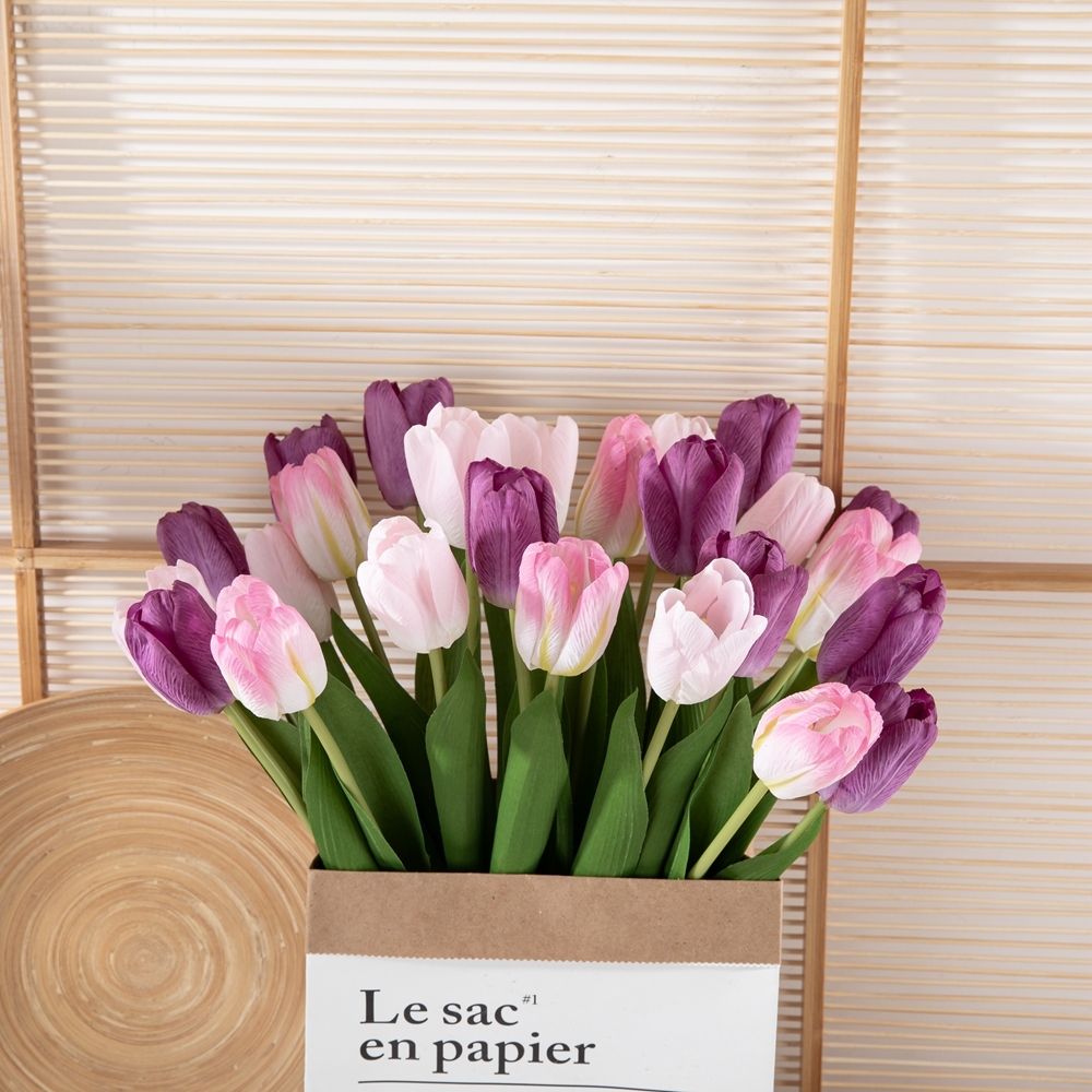 MW59901 Wholesale Plastic Real Touch Premium Tulip Flowers Artificial Decoration Manufacturers Silica Gel Tulip