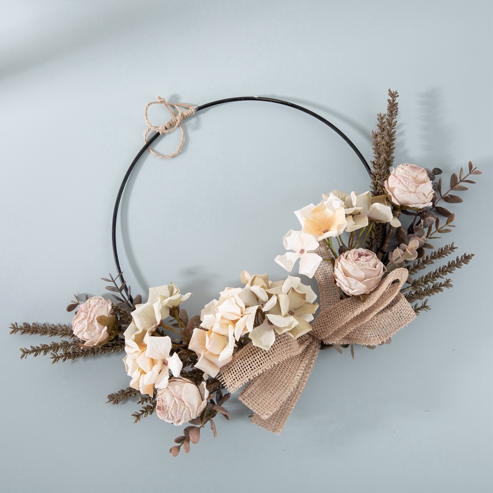 CF01234 High Quality Artificial Flower Champagne Rose Hydrangea Half Garland Wall Hanging for Home Party Wedding Wall Decor