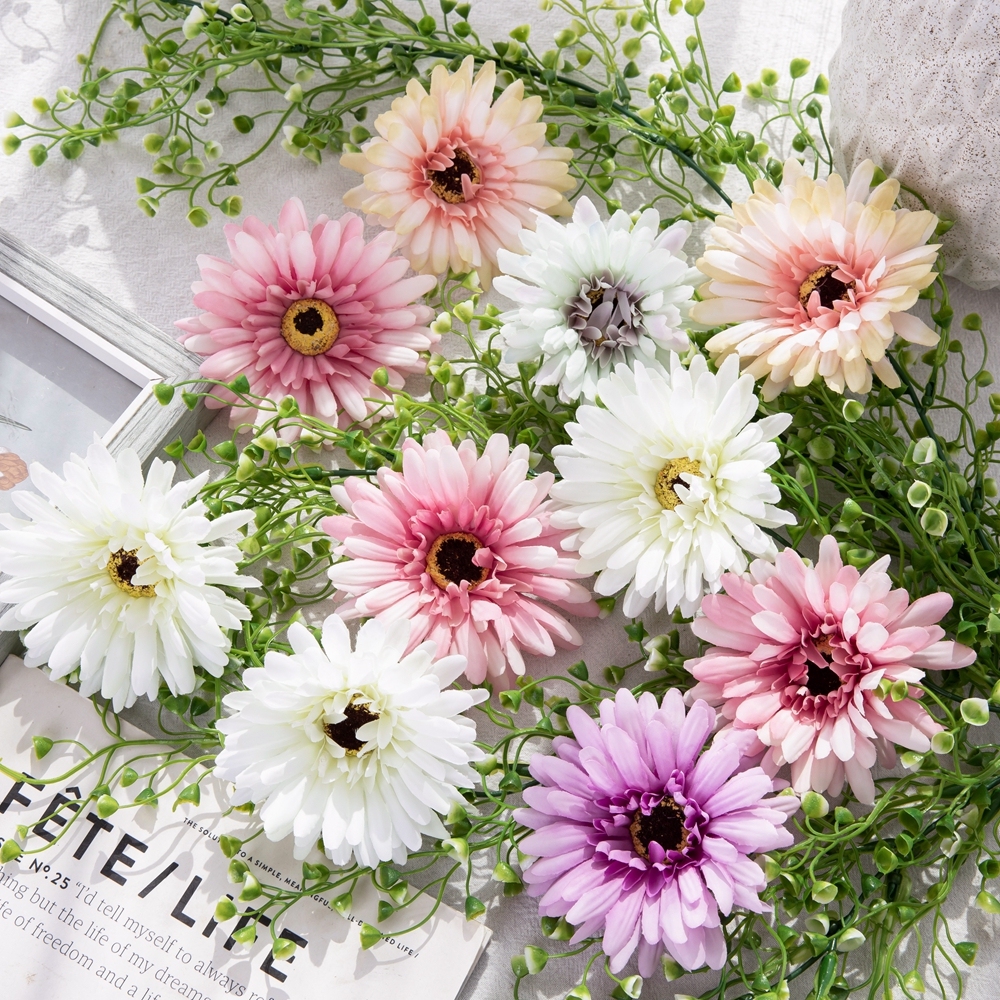 DY1-3338 High Quality Flor Artificial Silk Flower Gerbera Head Daisy Head For Christmas Decoration