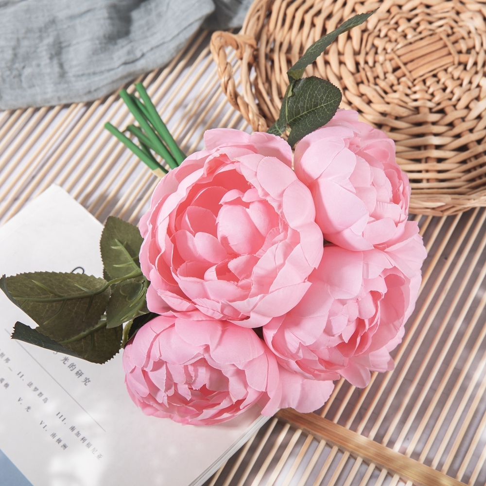 MW12001 Cheap Artificial Flower Bouquet Artificial Flower Pinking Rose Flower Arrangement For Bridal Bouquet