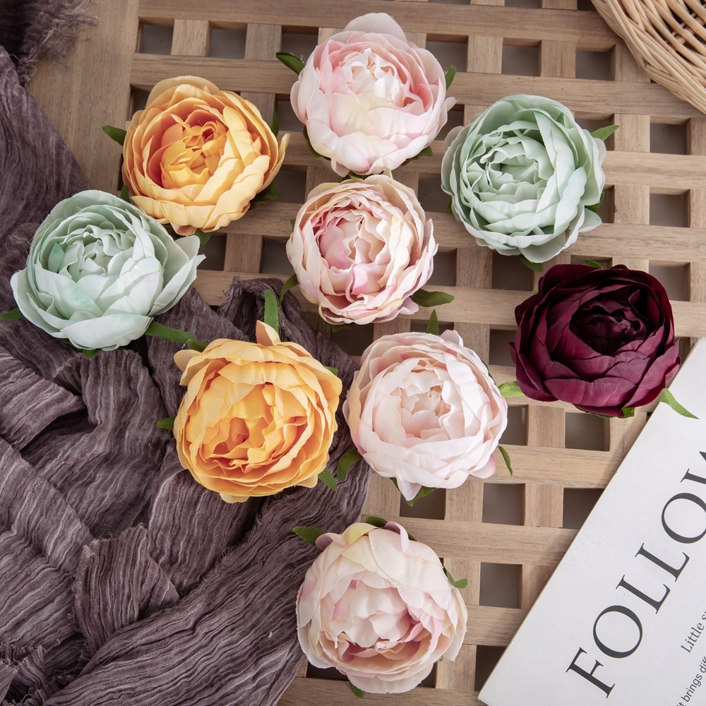 DY1-3339 Popular nature flower peony Artificial Silk Artificial flower head For Decorative Flower