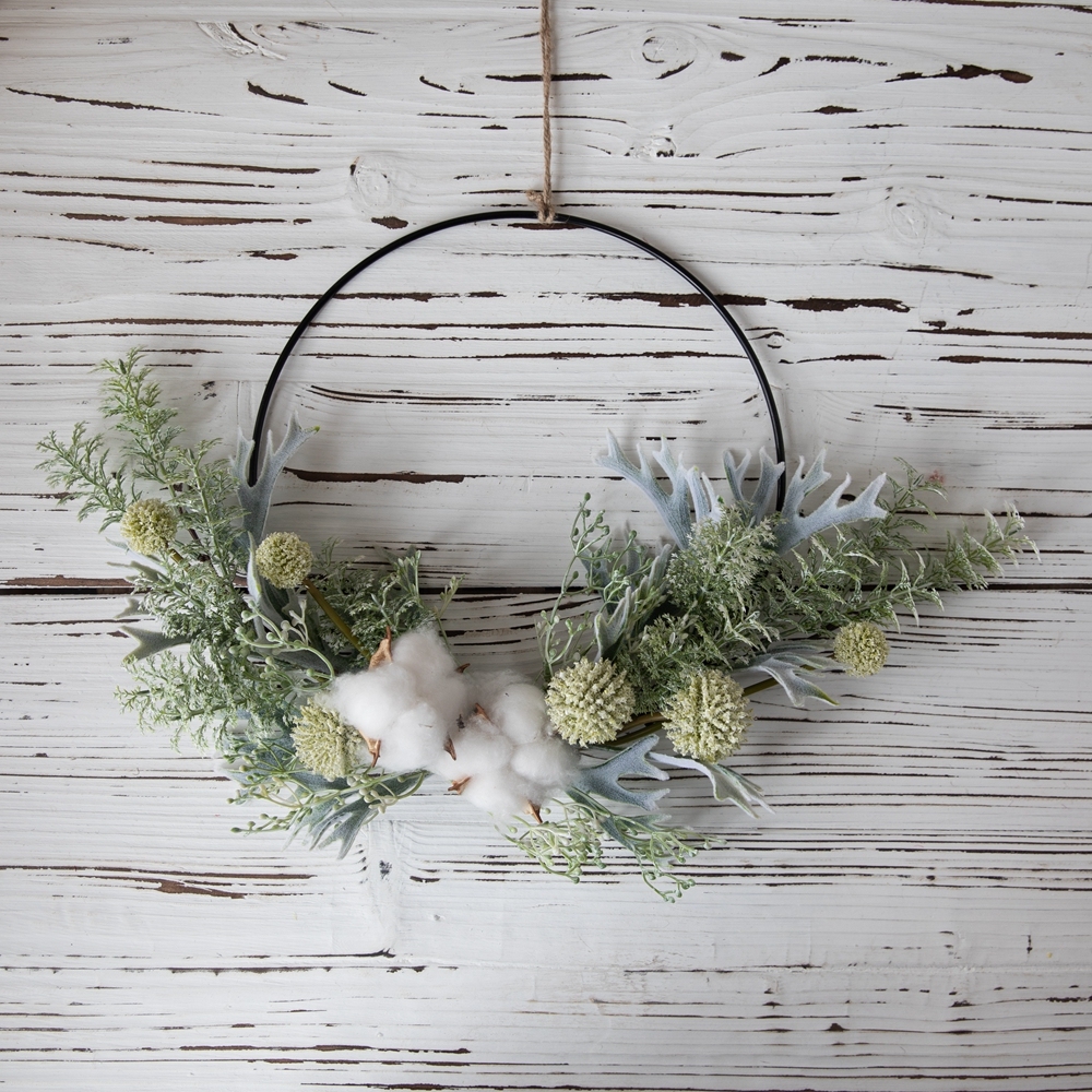 CF01122 High Quality Artificial Flower wreath Cotton Thorn Ball Wreath Plastic For Wedding Centerpieces