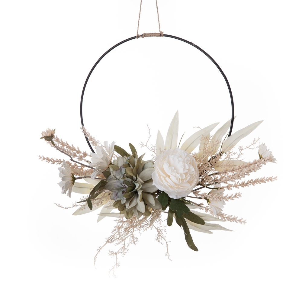 CF01205 New Design Artificial Dahlia Camellia Chrysanthemum Half Wreath for Flower Wall Backdrop