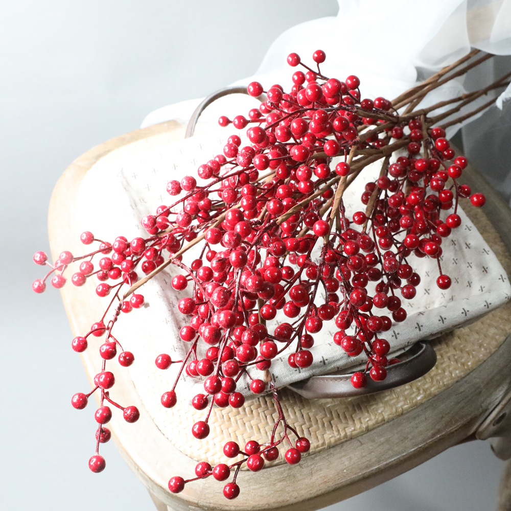 MW61202 Realistic Long Stem Foam Red Berry Spray Artificial Christmas 72 centimeter For Mother's Day gift