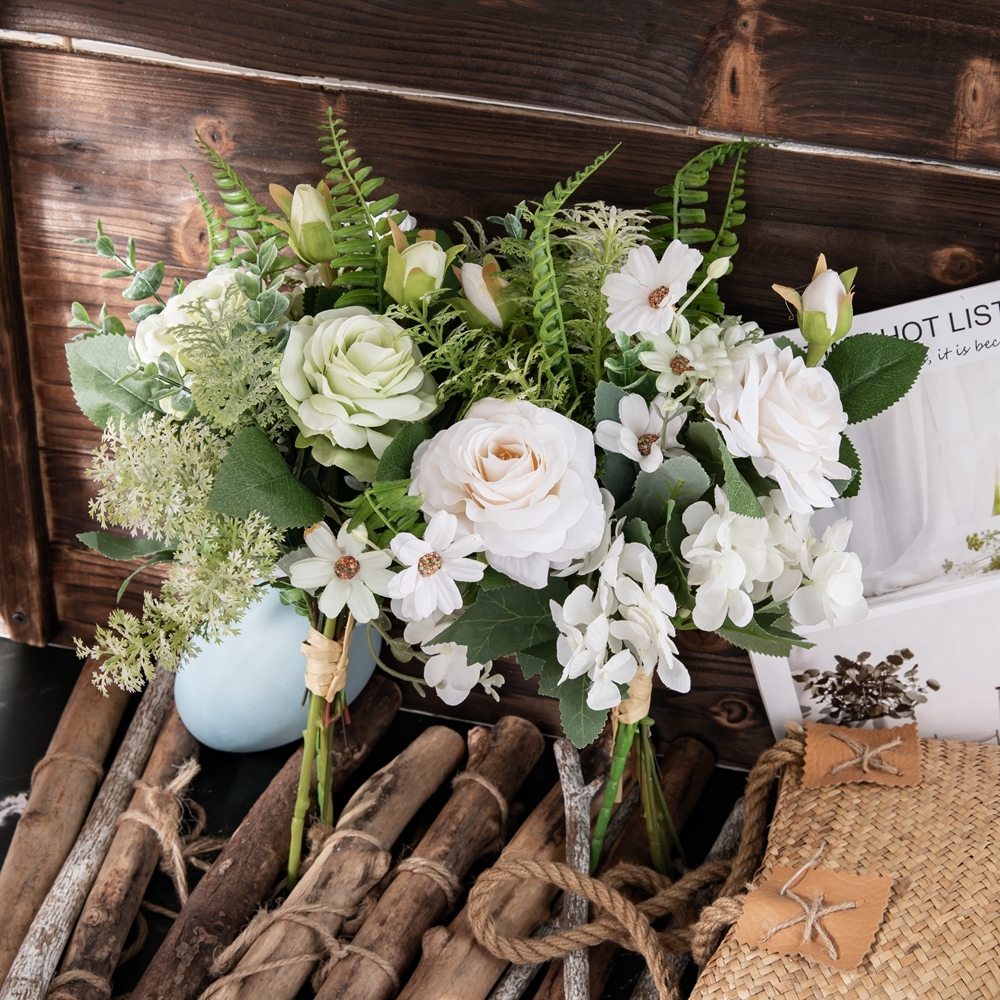 CF01180 Artificial Rose Hydrangea Wild Chrysanthemum Bouquet New Design Wedding Centerpieces