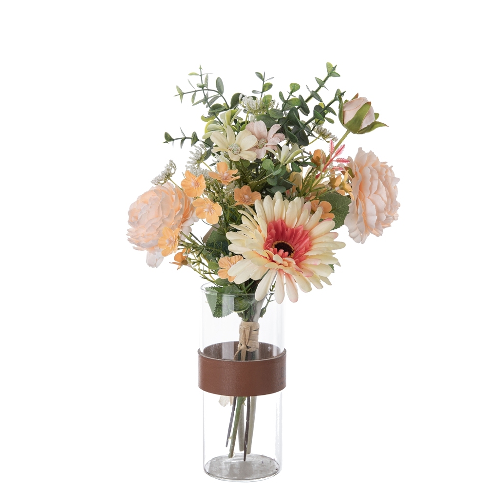 CF01183 Artificial Champagne Rose Chrysanthemum Bouquet New Design Decorative Flowers and Plants