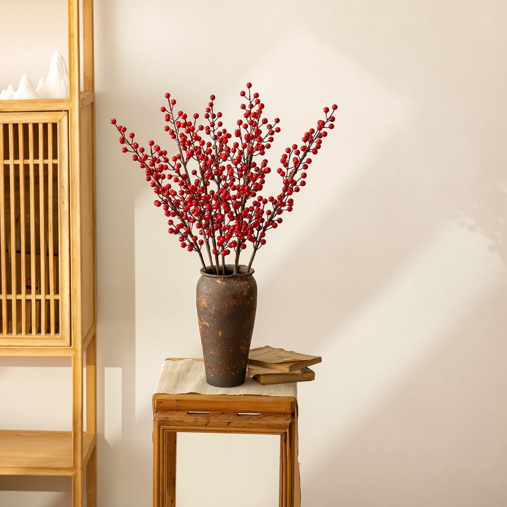 MW65508 Factory Direct Sale Artificial Fruit Six Fork Red Fruit Foam Fruit For Flower Wall Backdrop
