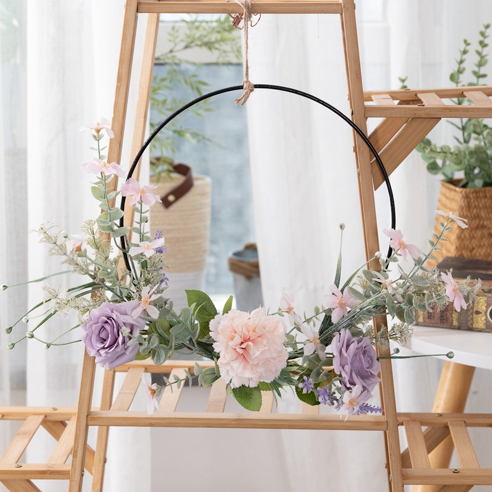 CF01297 Artificial Flower Wreath Carnation Orchid Half Garland Front Door Wall Window and Farmhouse Decor