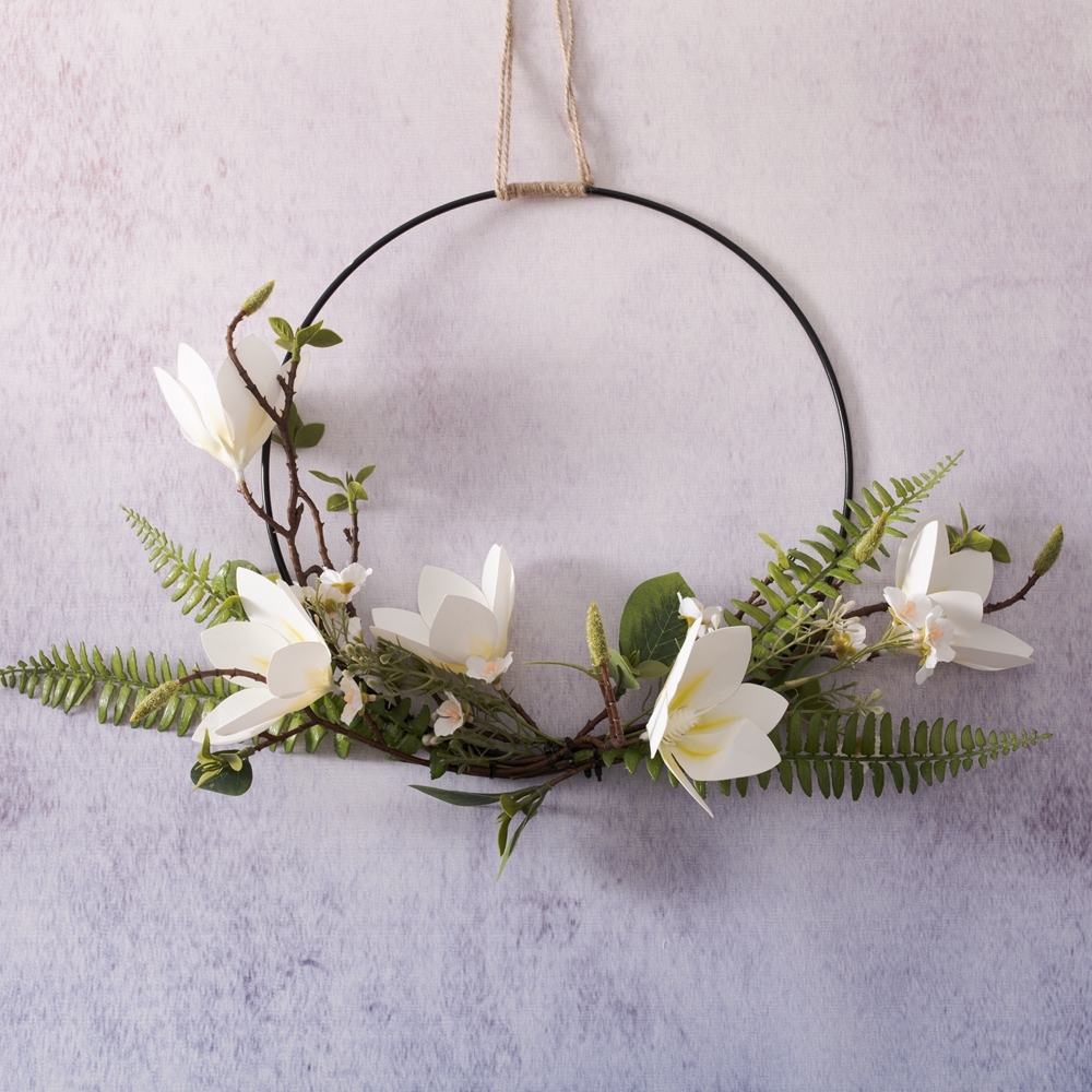CF01018 Artificial Flower wreath Magnolia Fern Wild Chrysanthemum Hot Selling Wedding Decoration