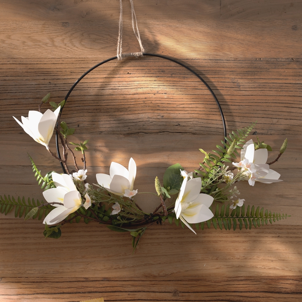 CF01018 Artificial Flower wreath Magnolia Fern Wild Chrysanthemum Hot Selling Wedding Decoration