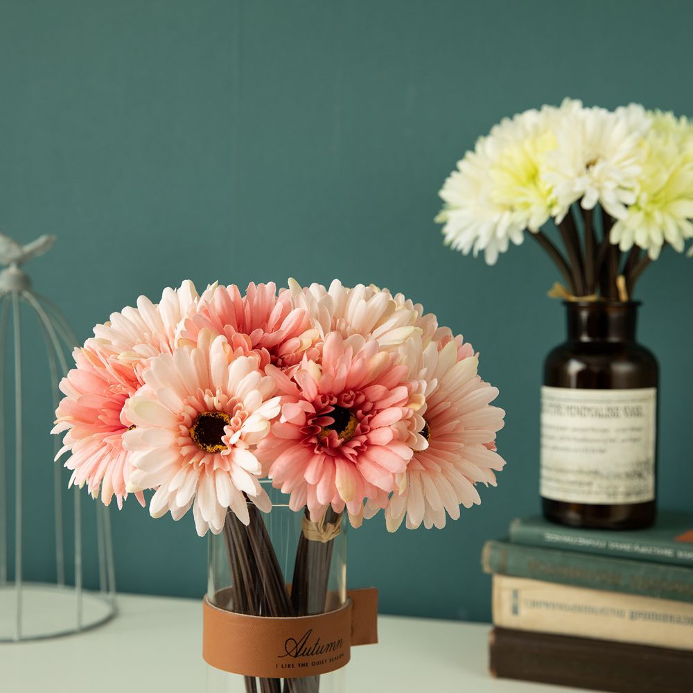 GF16183A Hot Sale Artificial Flower Bouquet Fabric Gerbera Bundle For Flower Wall Backdrop