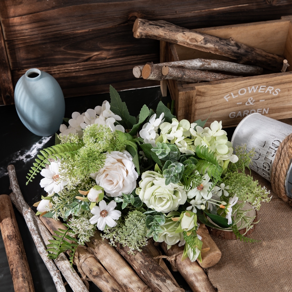 CF01180 Artificial Rose Hydrangea Wild Chrysanthemum Bouquet New Design Wedding Centerpieces