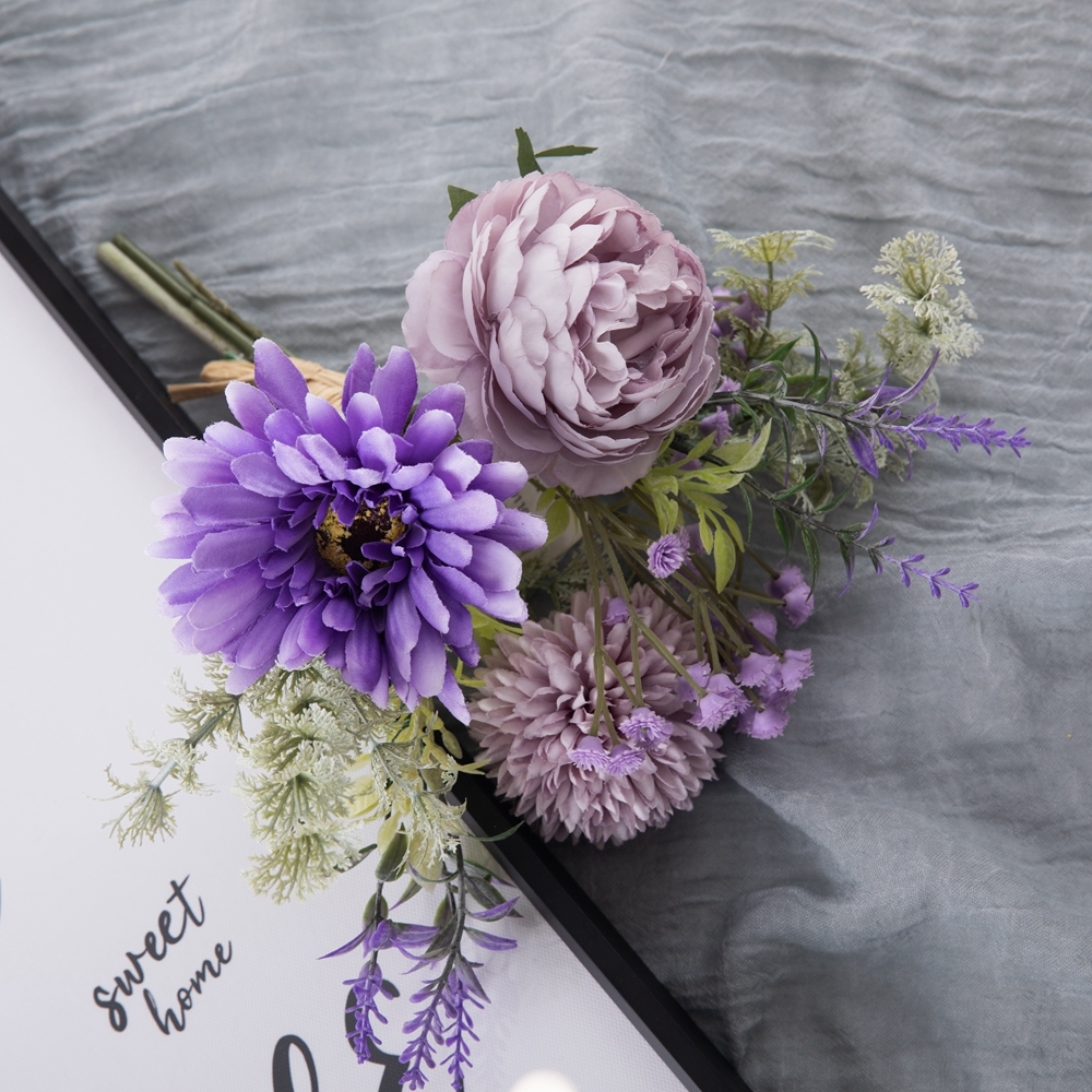 CF01108 Artificial Flower Bouquet Gerbera Tea Rose Dandelion New Design Wedding Supplies