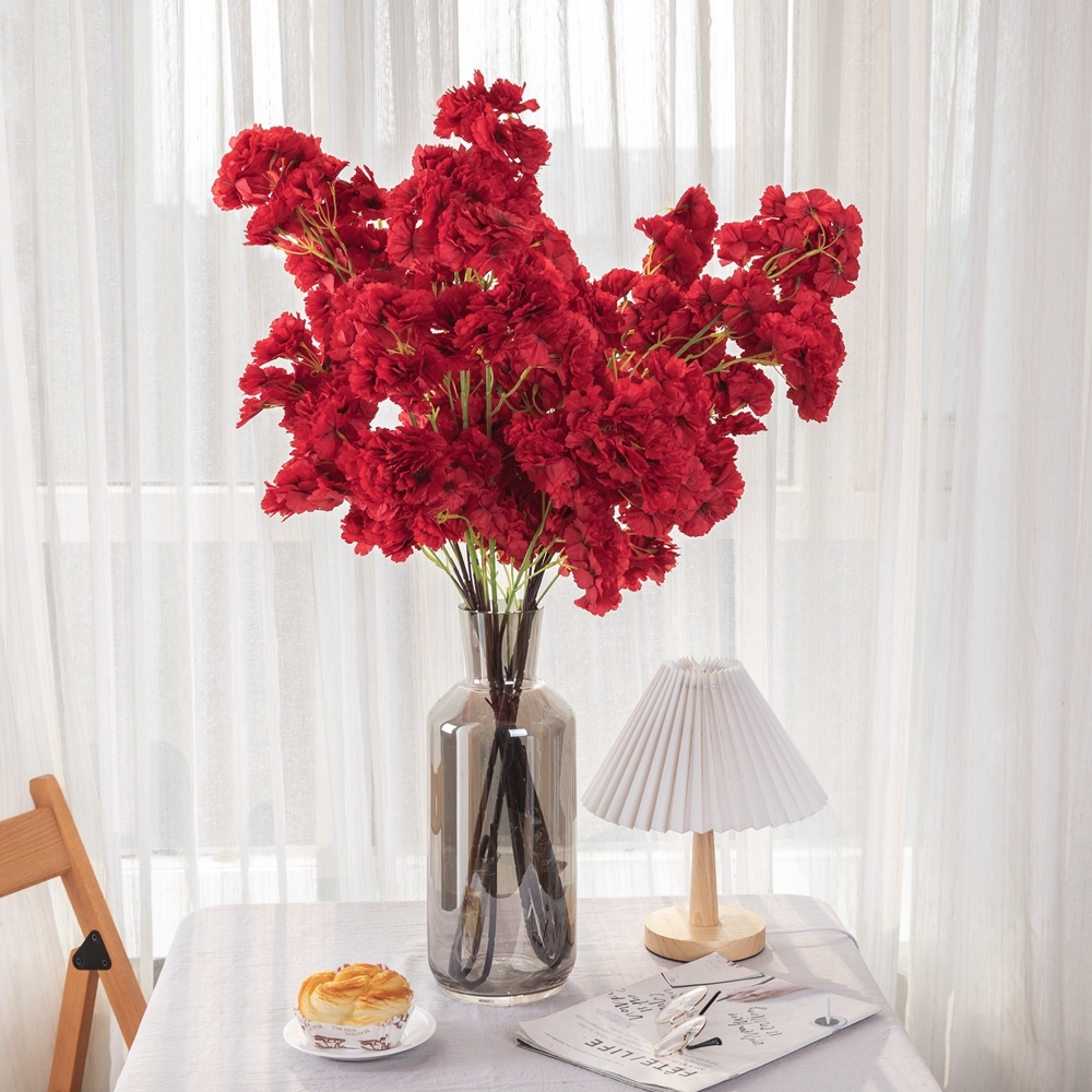 MW06740 Popular Artificial Flower White Fabric Cherry Blossom For Party Decoration