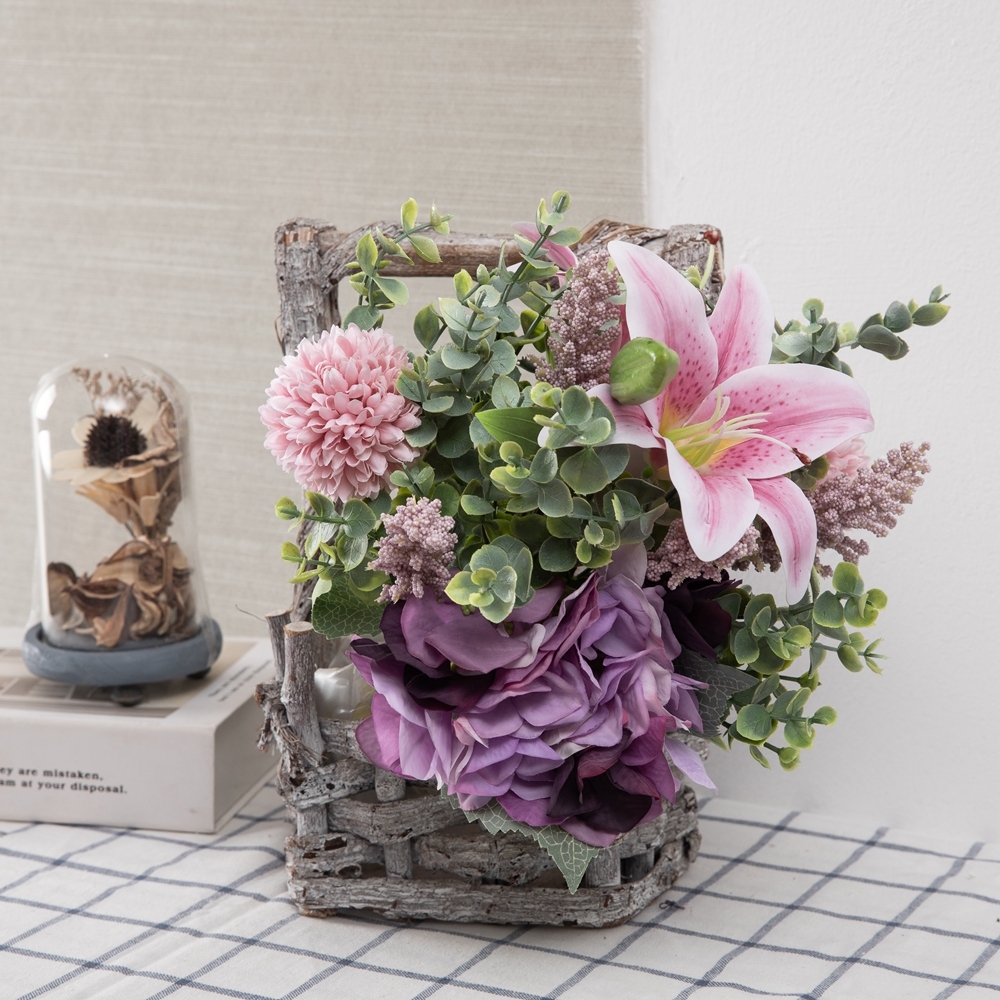 CF01046 Artificial Flower Bouquet Hydrangea Lily Dandelion Bouquet New Design Valentine's Day gift