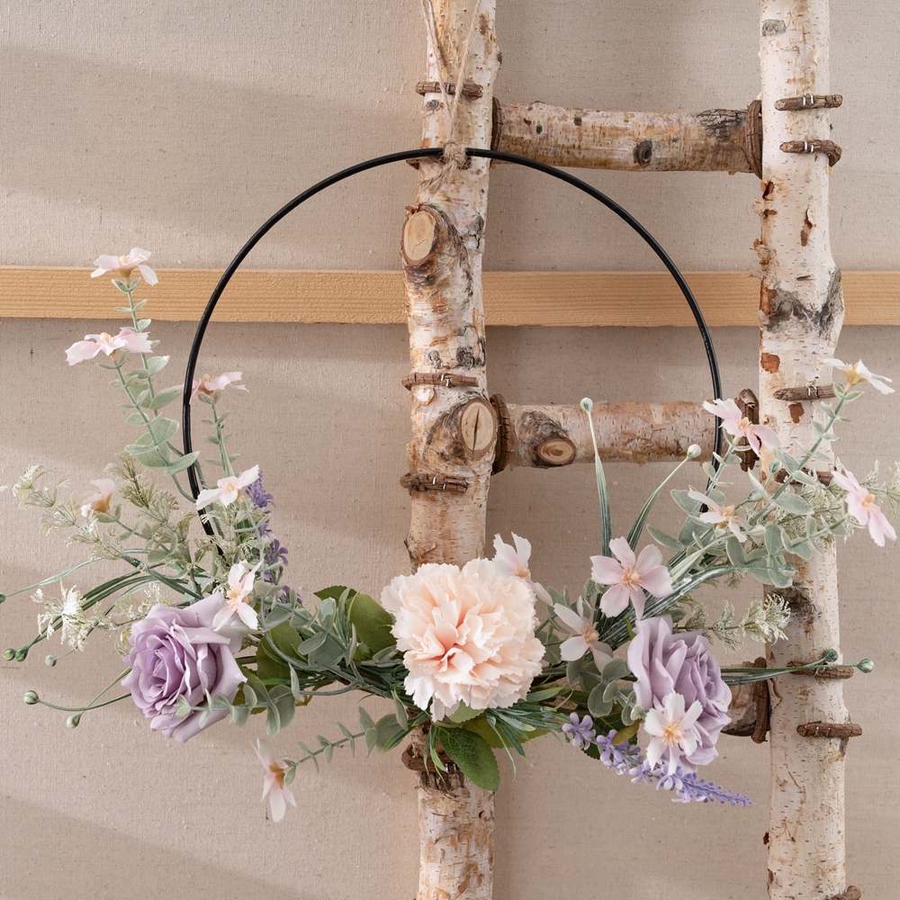 CF01297 Artificial Flower Wreath Carnation Orchid Half Garland Front Door Wall Window and Farmhouse Decor