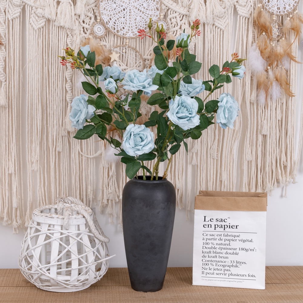 MW19950 New Design Artificial Flower Fabric 3 Branches big Rose For Wedding Supplies