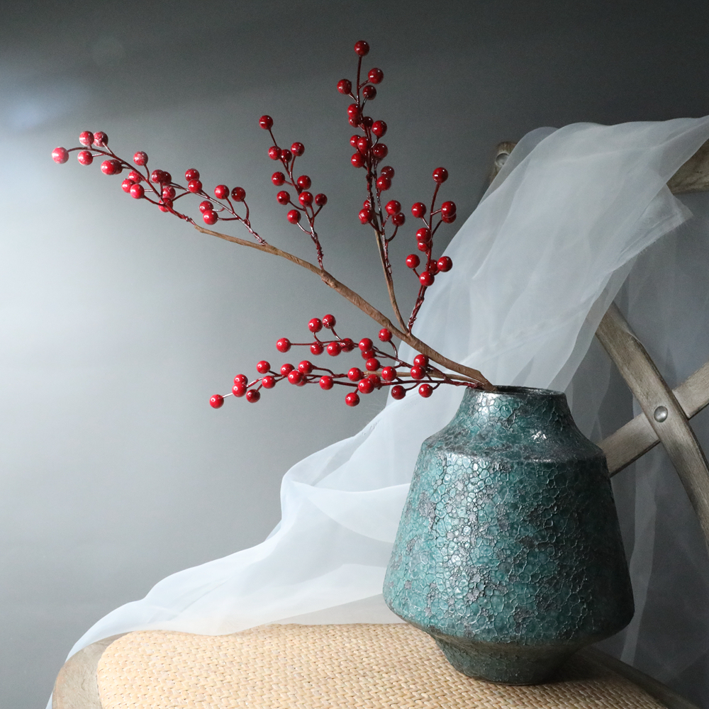 MW61202 Realistic Long Stem Foam Red Berry Spray Artificial Christmas 72 centimeter For Mother's Day gift