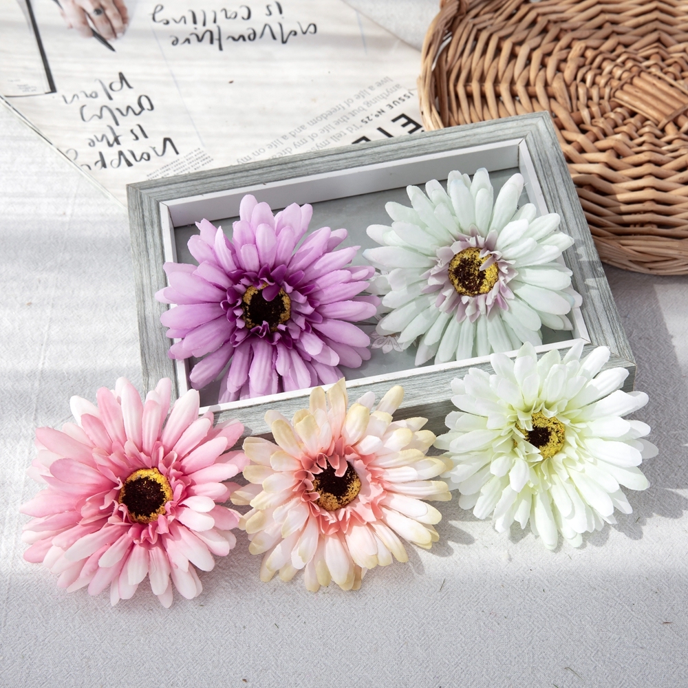 DY1-3338 High Quality Flor Artificial Silk Flower Gerbera Head Daisy Head For Christmas Decoration