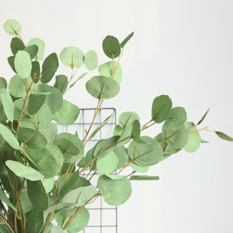 MW19988 Artificial Silk Silver Dollar Dried Eucalyptus Leaves Stem/Branch/Spray For Weeding Decoration