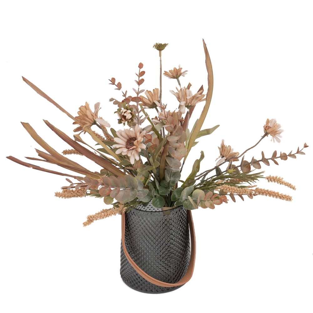 CF01024 Factory Direct Sale Artificial Flower Bouquet Chrysanthemum Eucalyptus Tail Grass For Decorative Flowers and Plants