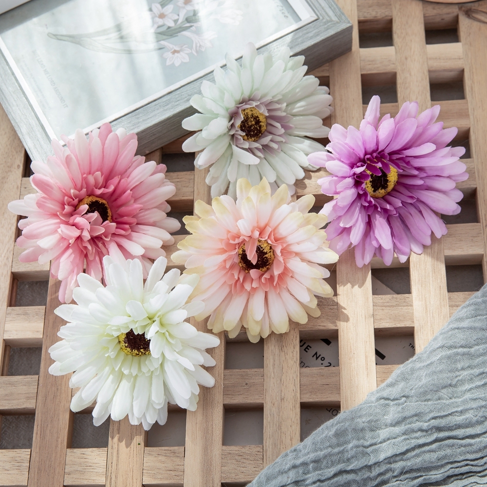 DY1-3338 High Quality Flor Artificial Silk Flower Gerbera Head Daisy Head For Christmas Decoration