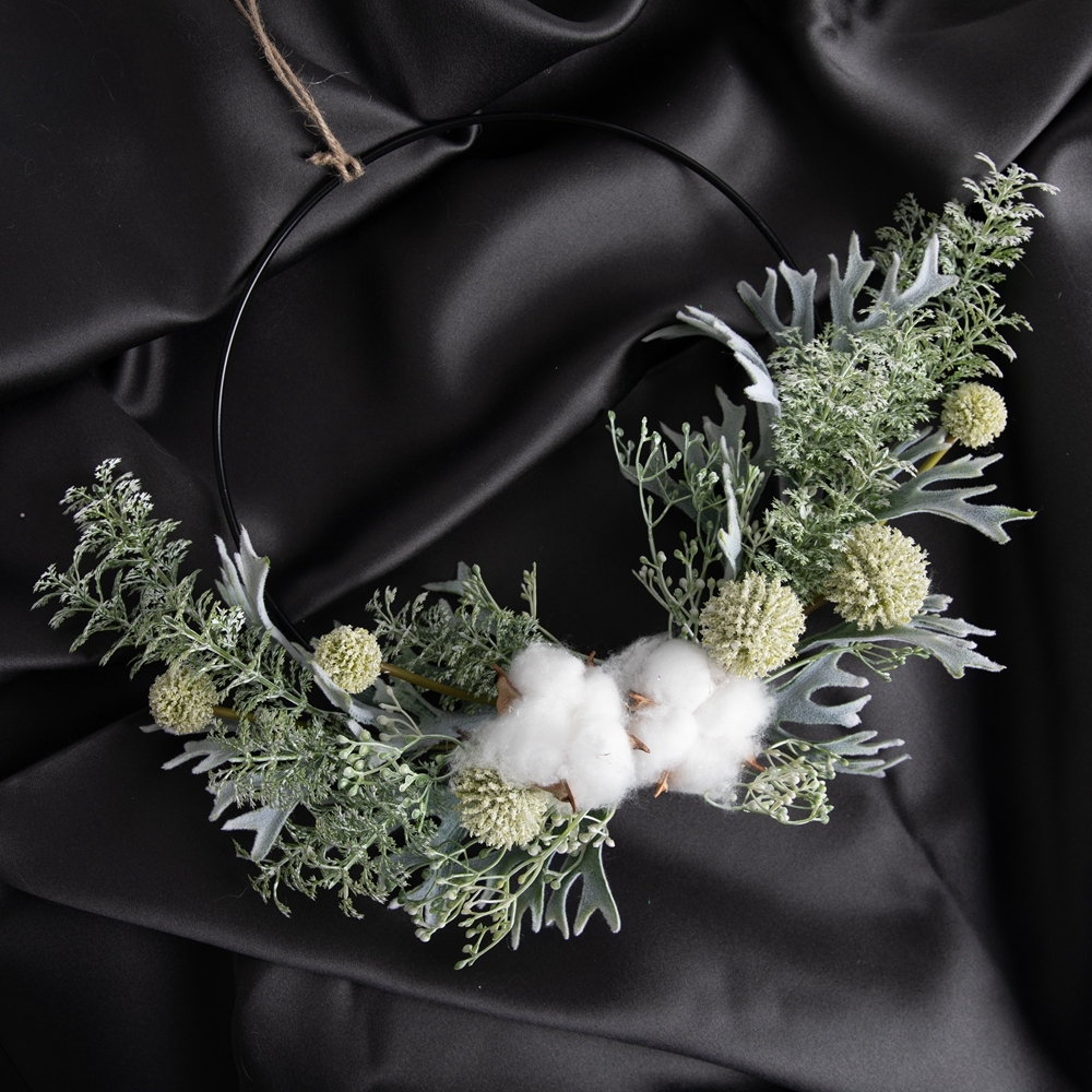CF01122 High Quality Artificial Flower wreath Cotton Thorn Ball Wreath Plastic For Wedding Centerpieces