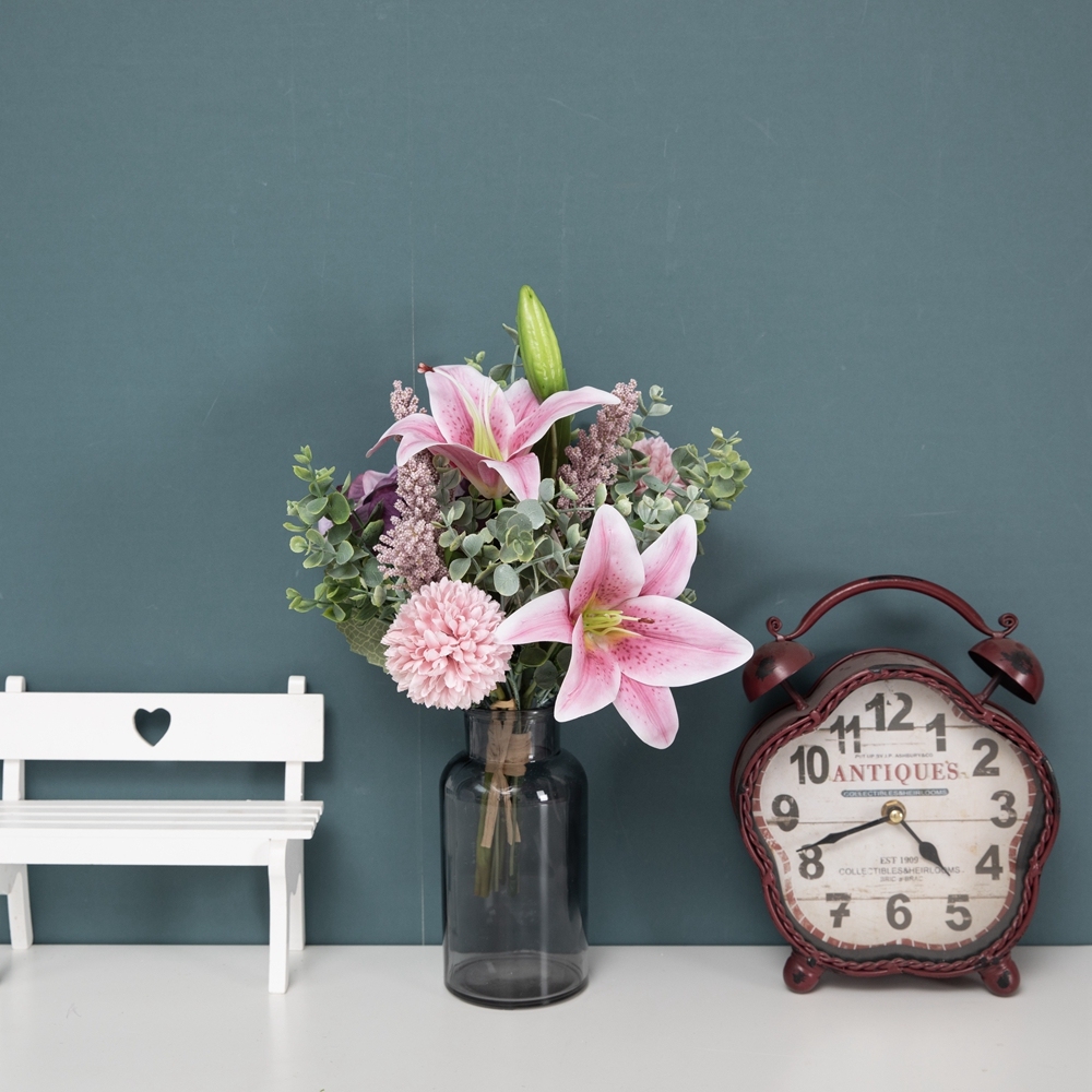 CF01046 Artificial Flower Bouquet Hydrangea Lily Dandelion Bouquet New Design Valentine's Day gift