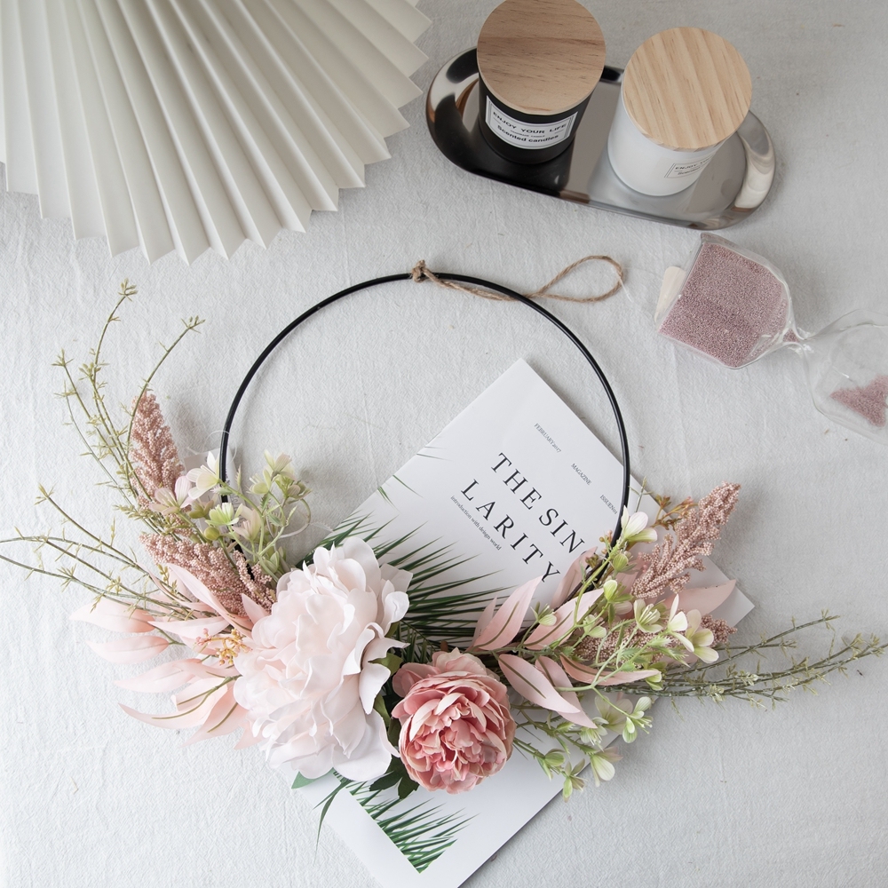 CF01121 Artificial Peony Wreath Wall Hanging Decorative Flowers and Plants Party Decoration