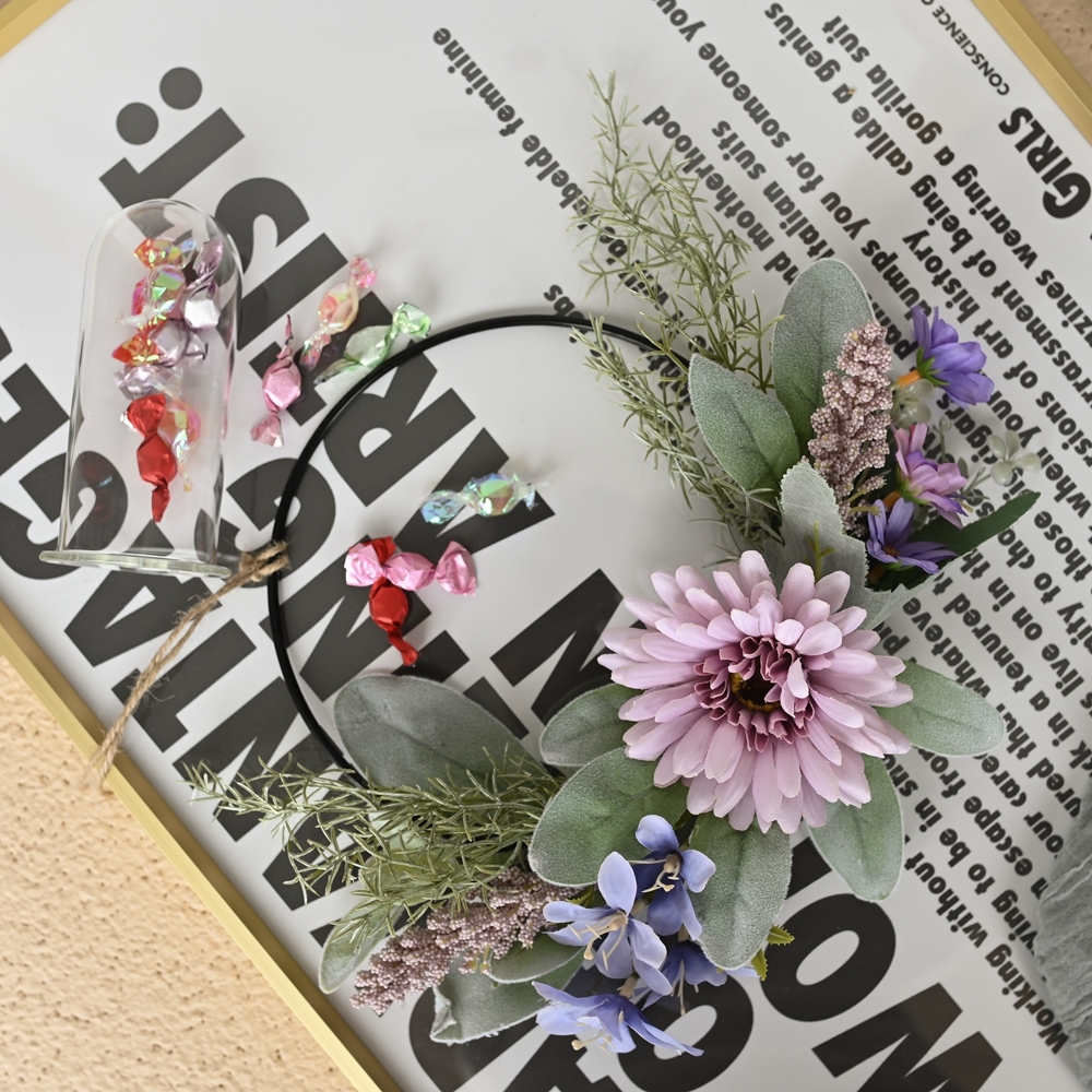 CF01096 Artificial Flower wreath Gerbera Wild Chrysanthemum Freesia Hot Selling Wedding Supplies