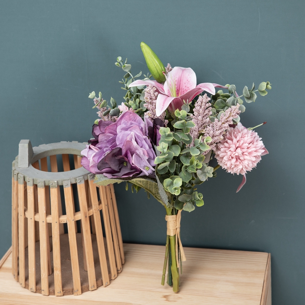 CF01046 Artificial Flower Bouquet Hydrangea Lily Dandelion Bouquet New Design Valentine's Day gift