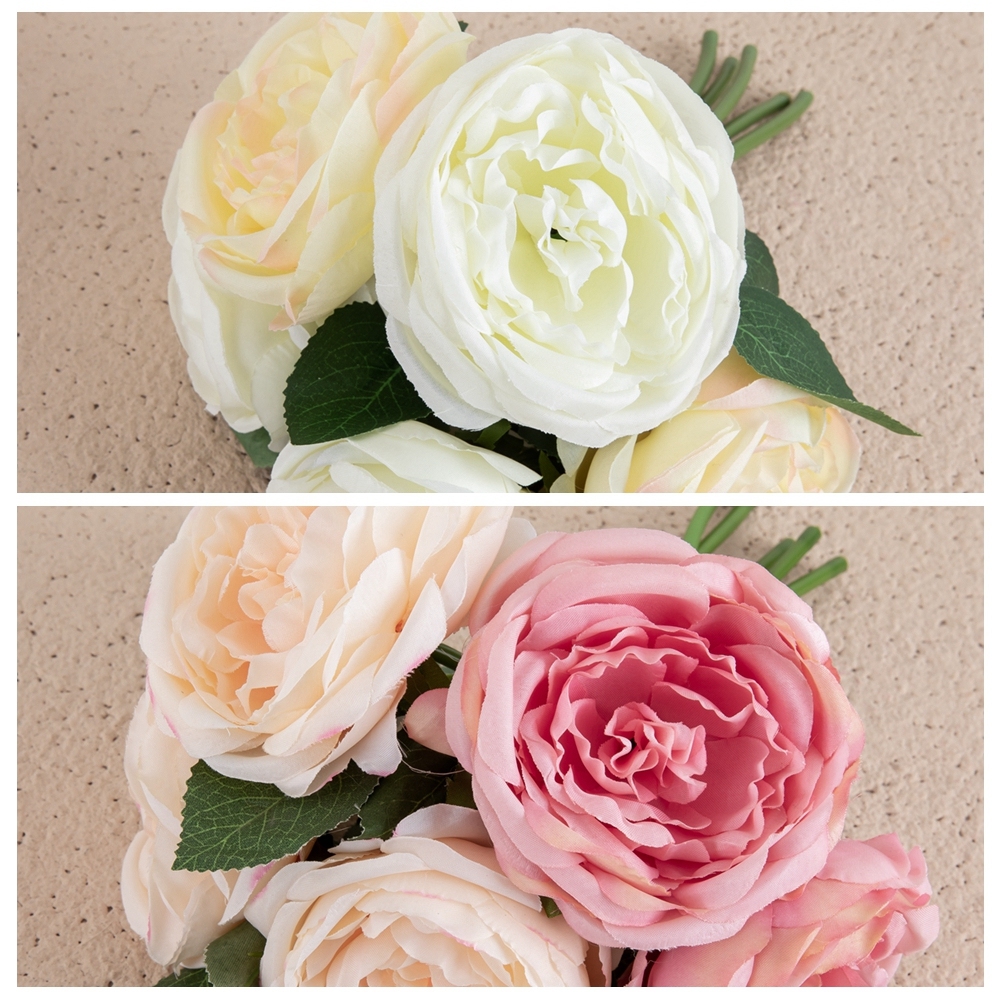GF13941-5 Factory Direct Sale Artificial Flower Bouquet Five Head Artificial Silk Rose For Flower Wall Backdrop