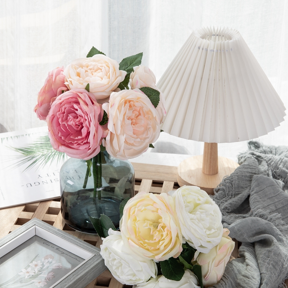 GF13941-5 Factory Direct Sale Artificial Flower Bouquet Five Head Artificial Silk Rose For Flower Wall Backdrop